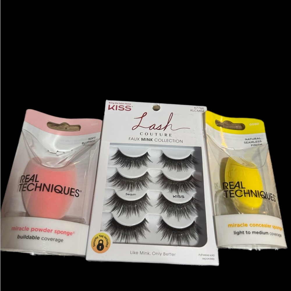 Kiss Faux Mink Lashes with Real Techniques Sponge Set